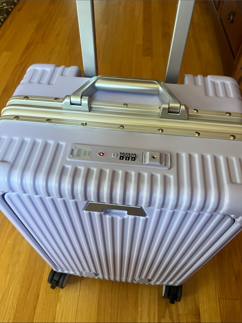 Light Purple Hard-Shell Spinner Carry-On - Nobl - cup holder. Laptop case.knobs - Picture 6 of 8